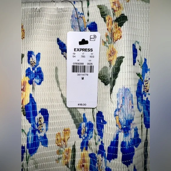 Express Floral Square Neck Puff Sleeve Tiered
Poplin Midi Dress - Picture 12 of 13